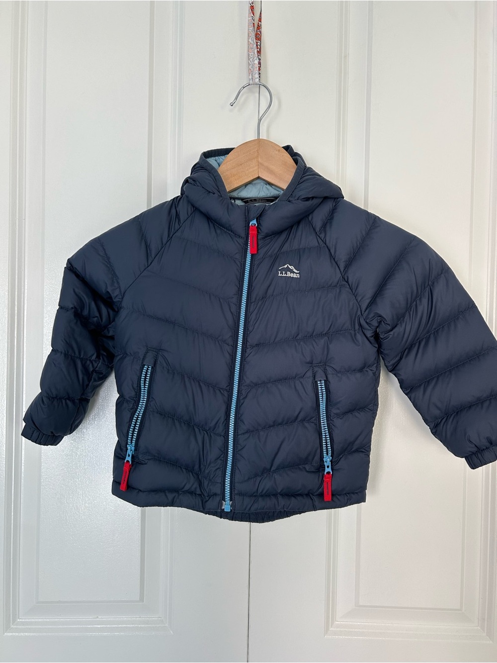 L.L.Bean DownTek hooded full zip puffer jacket navy blue size 3T winter outdoors